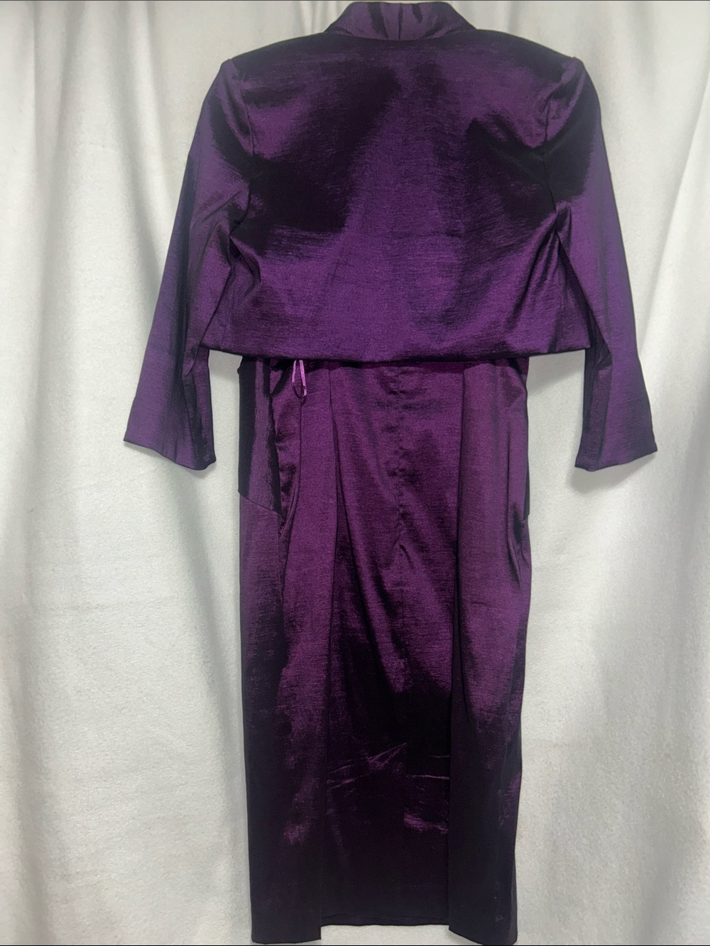 R & M Richards Purple Satin Ruffle Sheath Dress with Bolero - Picture 13 of 13